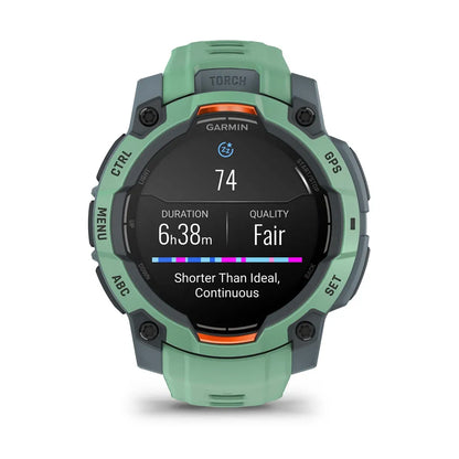 Garmin Instinct 3 AMOLED Neo Tropic 45 mm – top view of bezel and lugs