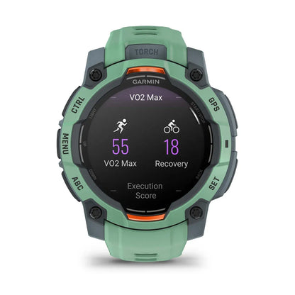 Garmin Instinct 3 AMOLED Neo Tropic 45 mm – bezel/button macro