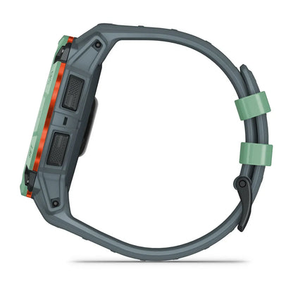 Garmin Instinct 3 AMOLED Neo Tropic Twilight Band 50 mm – straight‑on hero with Twilight band (view 1)