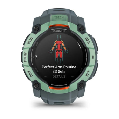 Garmin Instinct 3 AMOLED Neo Tropic Twilight Band 50 mm – three‑quarter front (view 2)