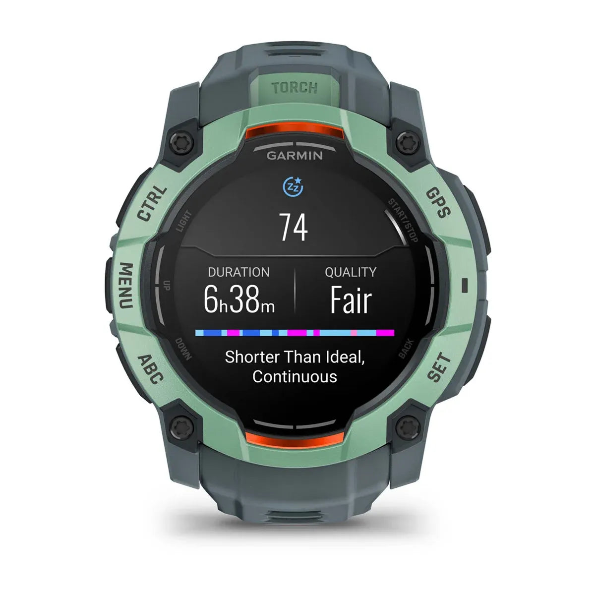 Garmin Instinct 3 AMOLED Neo Tropic Twilight Band 50 mm – display metrics at angle (view 5)