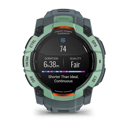 Garmin Instinct 3 AMOLED Neo Tropic Twilight Band 50 mm – display metrics at angle (view 5)