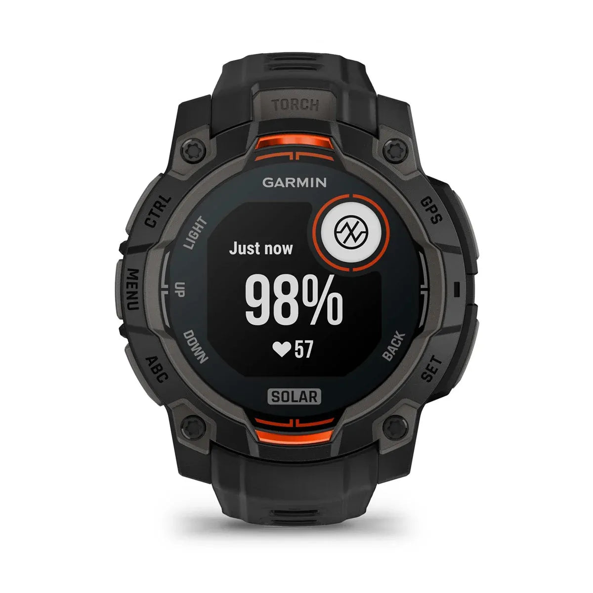Garmin Instinct 3 Solar Black Charcoal Band 50 mm – side profile with charcoal band (view 6)