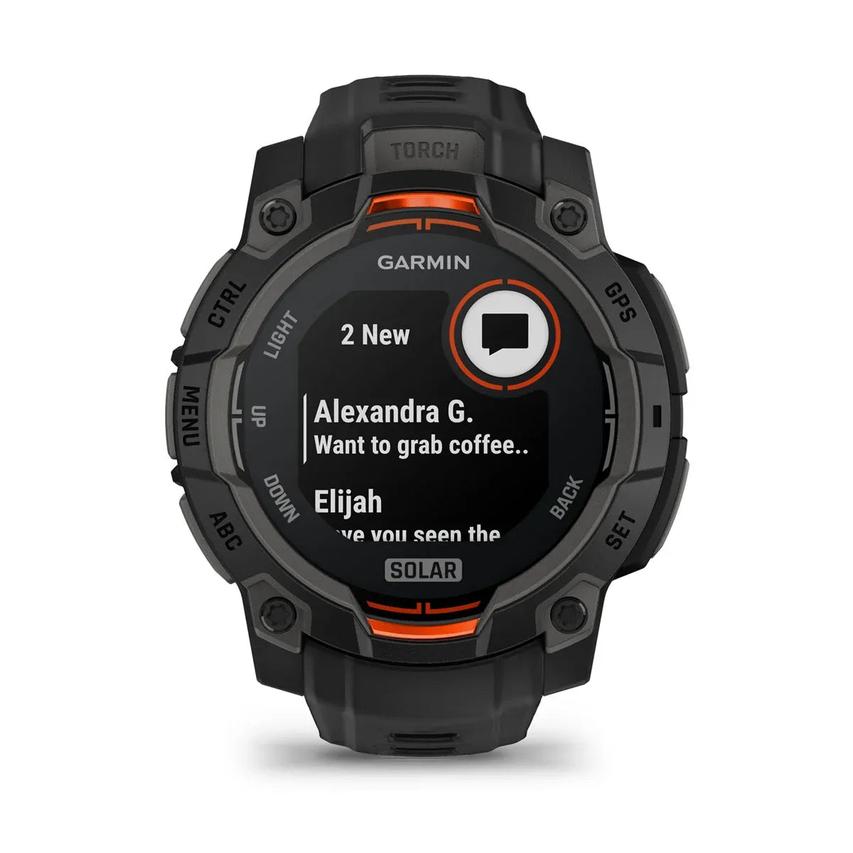 Garmin Instinct 3 Solar Black 45 mm – straight‑on hero product shot (view 12)