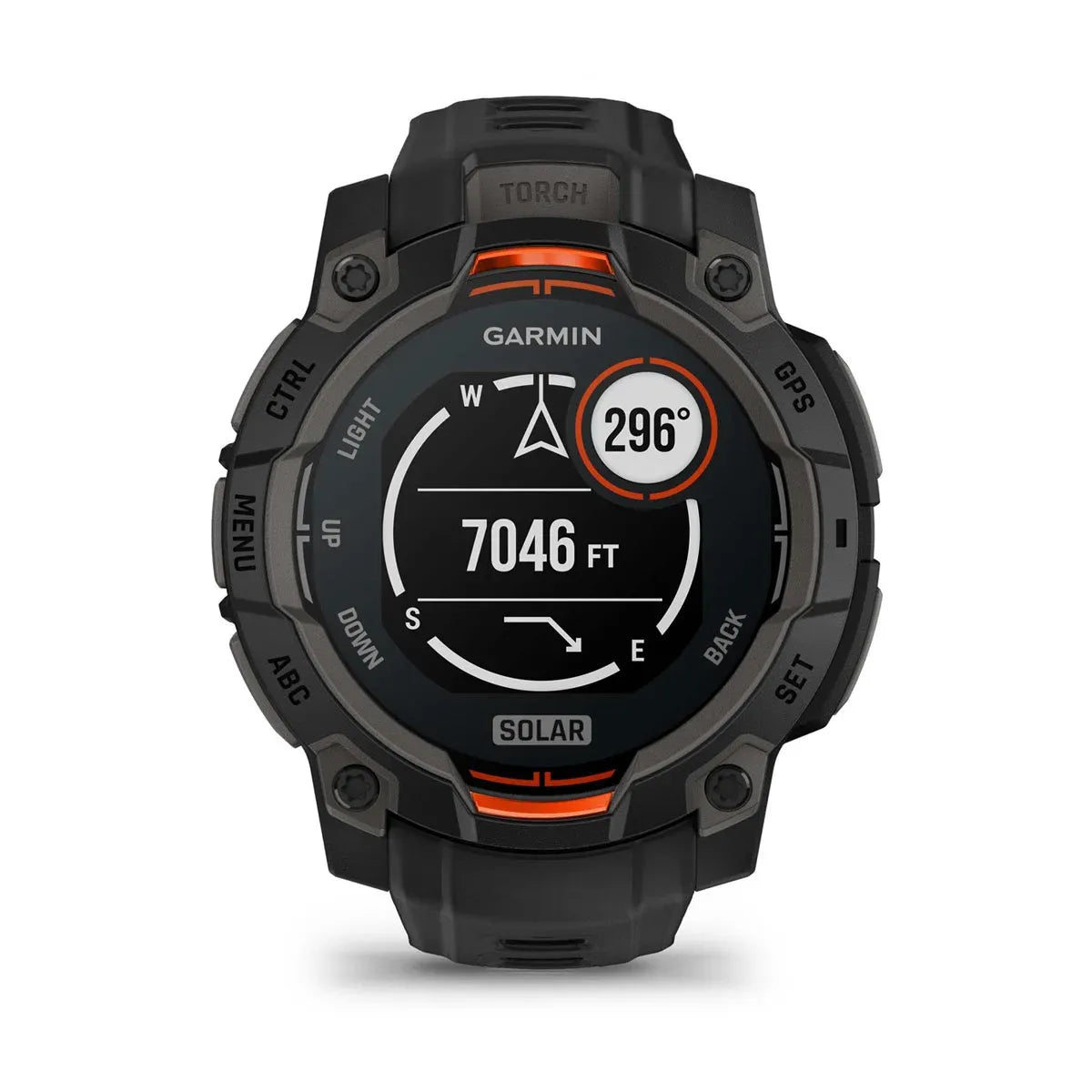 Garmin Instinct 3 Solar Black Charcoal Band 50 mm – bezel macro (view 3)