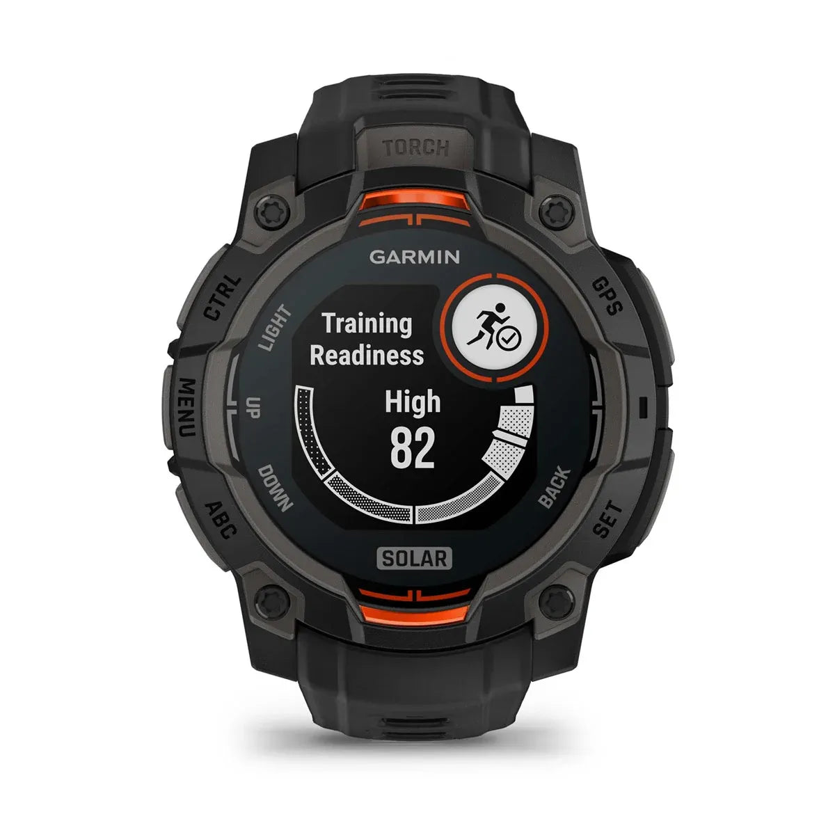 Garmin Instinct 3 Solar Black 45 mm – top‑down bezel and lugs (view 6)
