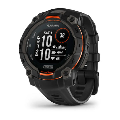 Garmin Instinct 3 Solar Black 45 mm – side profile of case and buttons (view 8)