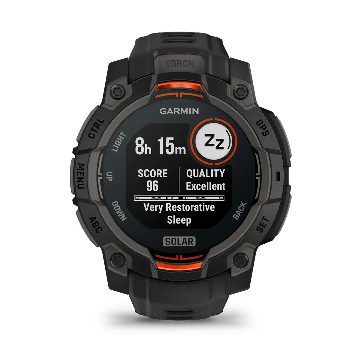 Garmin Instinct 3 Solar Black Charcoal Band 50 mm – rear sensor detail (view 13)
