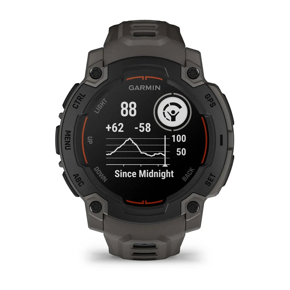 Garmin Instinct E Black Charcoal Band 45 mm – straight‑on hero (view 1)
