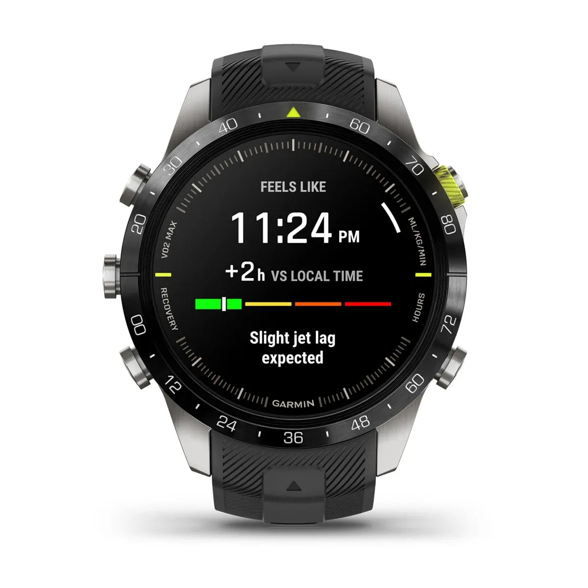 Garmin MARQ Athlete Gen 2 – side profile of titanium/carbon case
