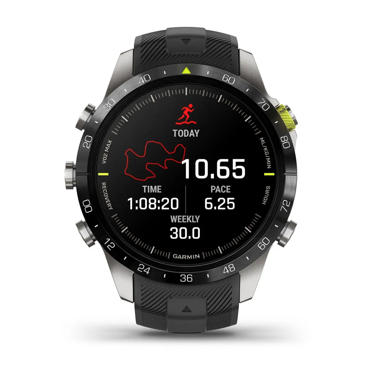 MARQ Athlete Gen 2 – angled face with performance metrics displayed