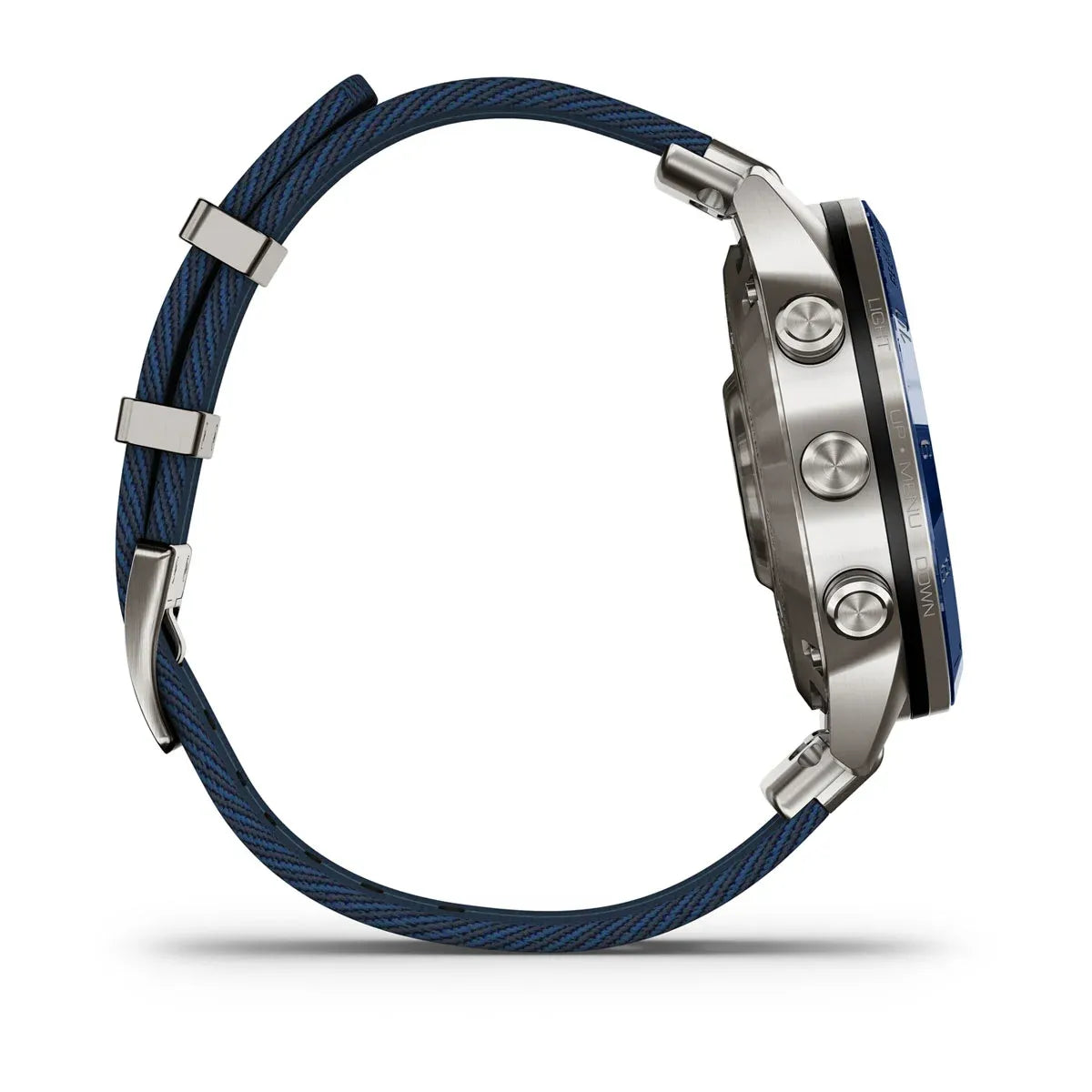 Garmin MARQ Captain Gen 2 – flat lay of watch and strap on white background