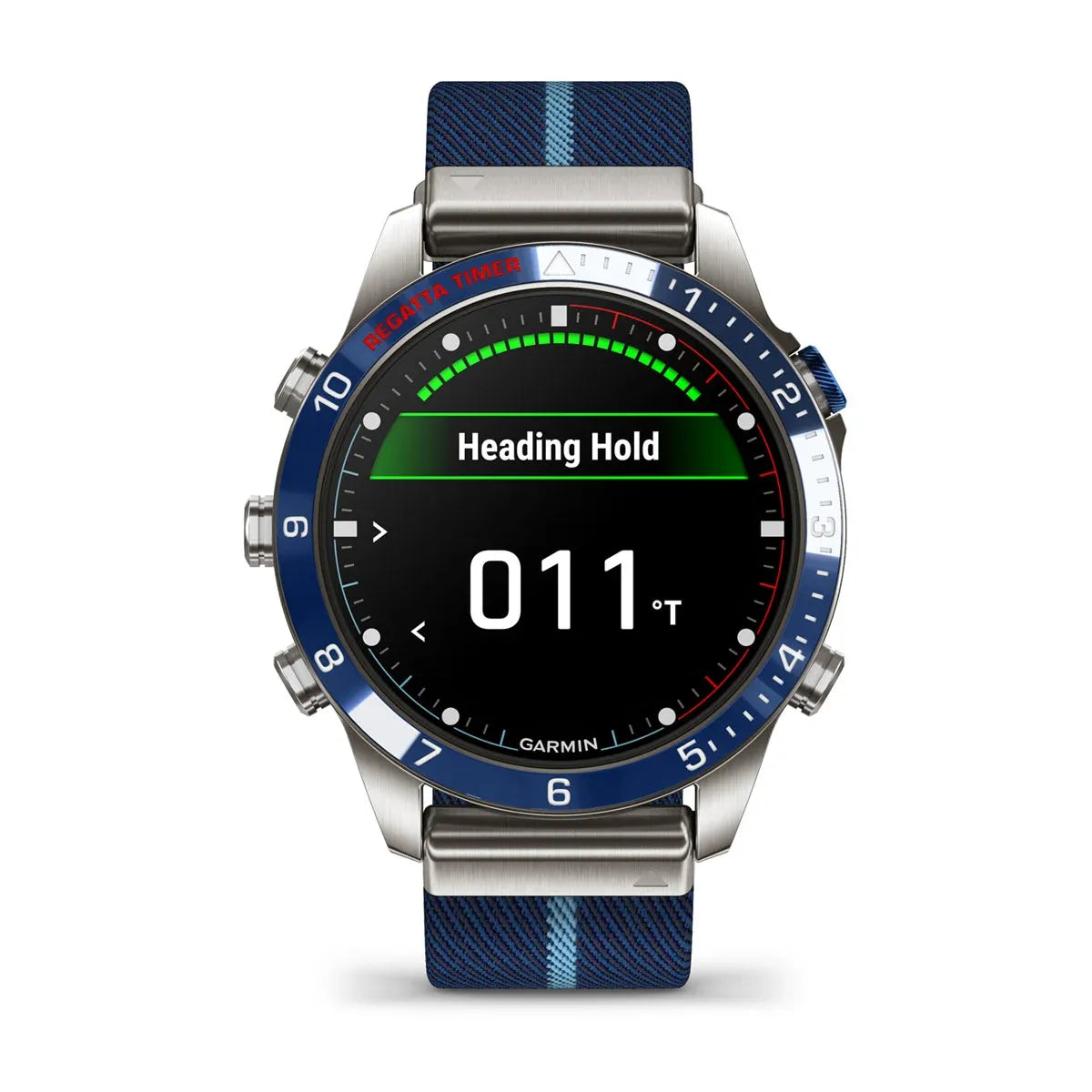 Garmin MARQ Captain Gen 2 – rear sensor close-up on blue strap