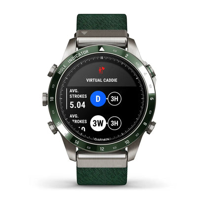 Garmin MARQ Golfer Gen 2 – marketing hero image on dark background