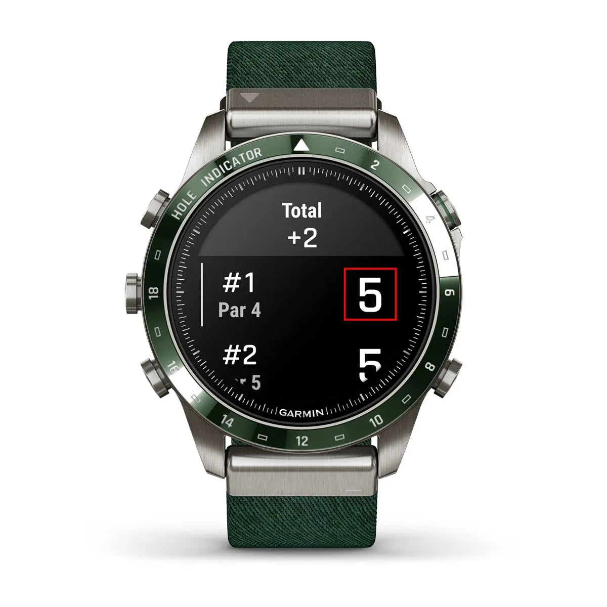 Garmin MARQ Golfer Gen 2 – flat lay of full watch and band
