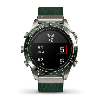 Garmin MARQ Golfer Gen 2 – flat lay of full watch and band