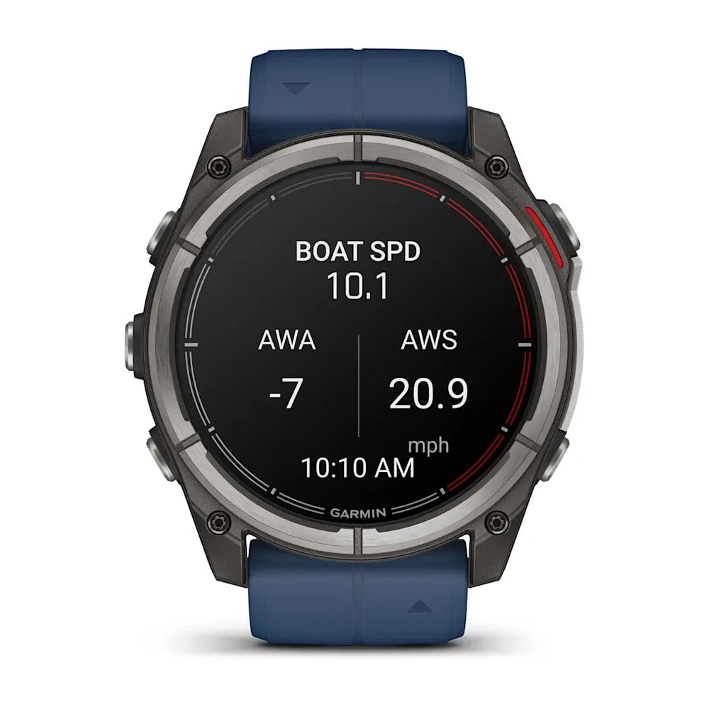 Garmin quatix 8 51 mm – flat lay of watch and band