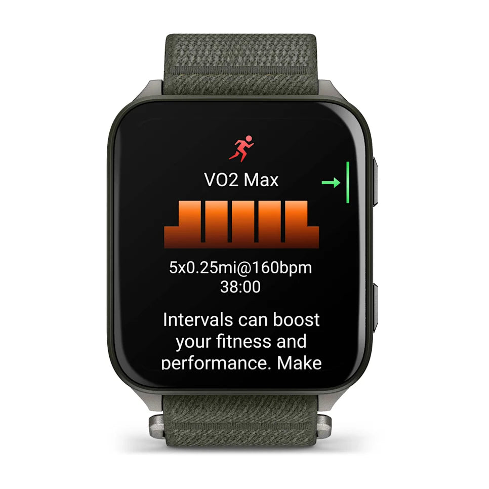 Garmin Venu X1 Moss – rear sensor and charging ring