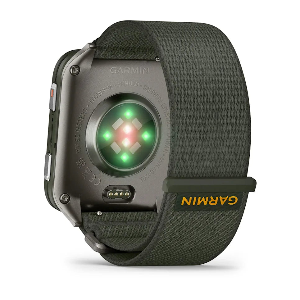 Garmin Venu X1 Moss – straight-on dial view