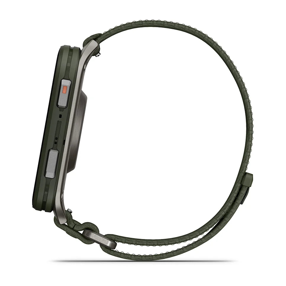 Garmin Venu X1 Moss – crown/detail macro