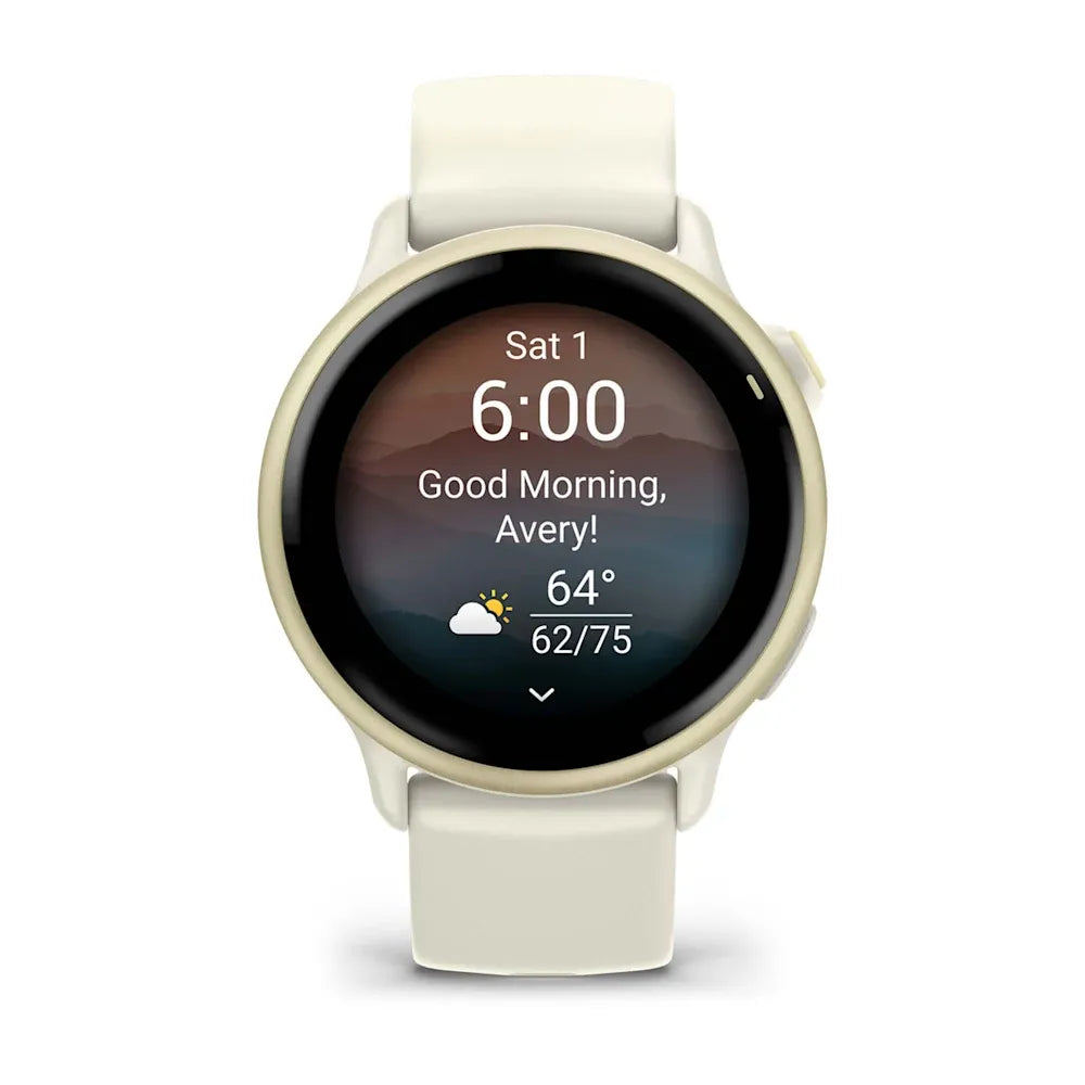Garmin vívoactive 6 Lunar Gold/Bone – clasp and strap detail