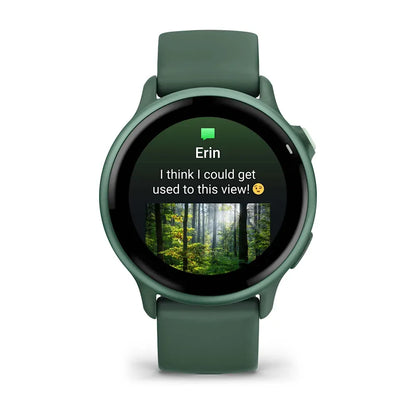 Garmin vívoactive 6 Metallic Jasper Green – side profile view