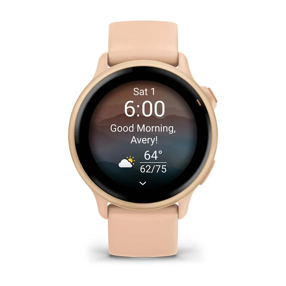 Garmin vívoactive 6 Metallic Pink Dawn – side profile of case