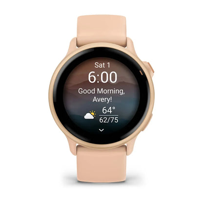 Garmin vívoactive 6 Metallic Pink Dawn – side profile of case