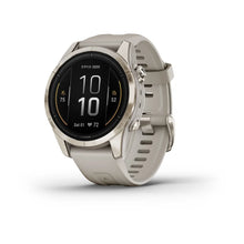 Garmin epix Pro (Gen 2) Sapphire Edition smartwatch showing a digital display with fitness metrics.