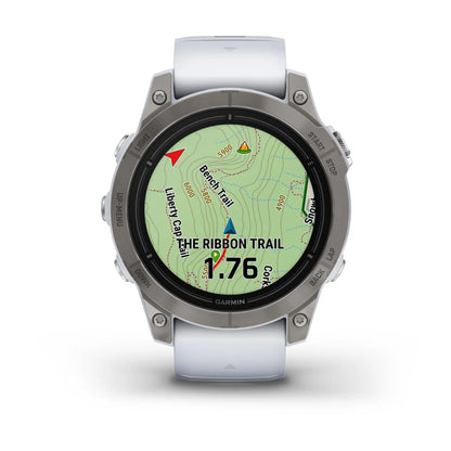 Garmin epix Pro (Gen 2) Sapphire Edition smartwatch displaying a map of The Ribbon Trail with navigation markers.
