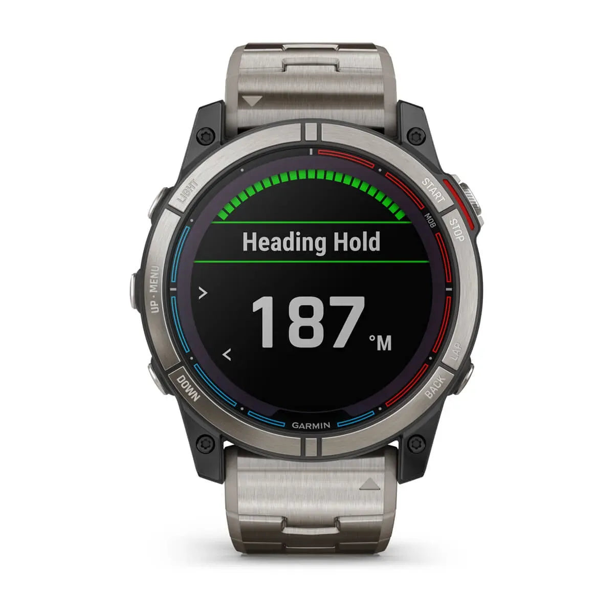 Garmin quatix 7X Solar Edition – straight-on dial with charts screen
