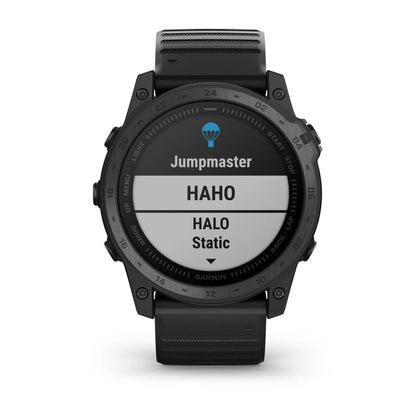 Garmin tactix 7 Standard Edition displaying a Jumpmaster feature with options for HAHO, HALO, and Static.