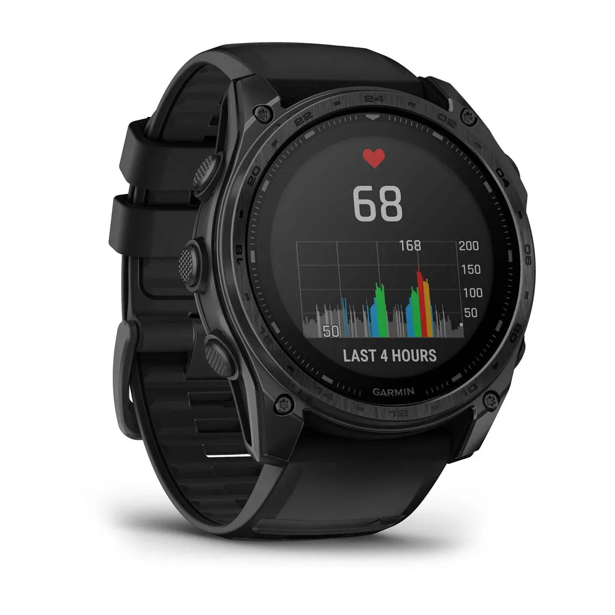 Garmin tactix 8 Solar 51 mm Black – straight‑on hero view with solar ring