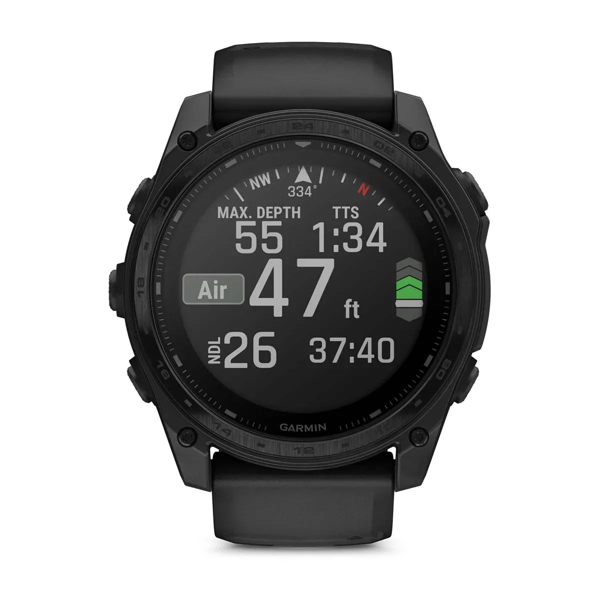 Garmin tactix 8 Solar AB Elite 51 mm Black – angled dial showing ballistic metrics