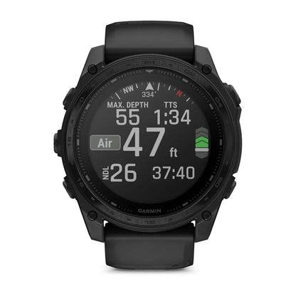 Garmin tactix 8 Solar AB Elite 51 mm Black – angled dial showing ballistic metrics
