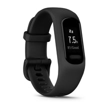 Garmin vivosmart 5 fitness tracker displaying sleep data with a black silicone strap.
