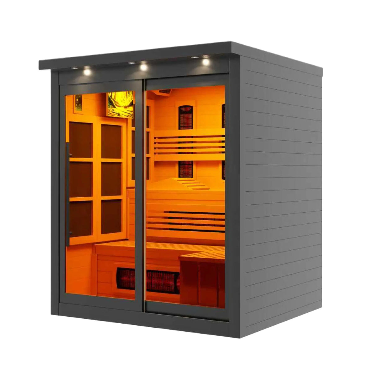 Golden Designs 6 Person Black Edition Full Spectrum Infrared Sauna - right angle view