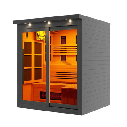Golden Designs 6 Person Black Edition Full Spectrum Infrared Sauna - right angle view