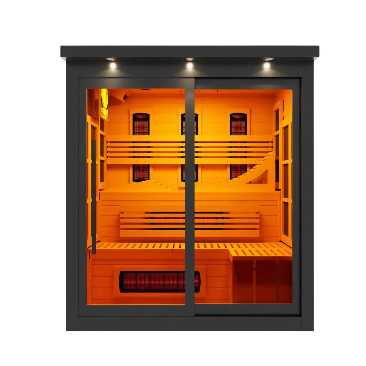 Golden Designs 6 Person Black Edition Full Spectrum Infrared Sauna - front view