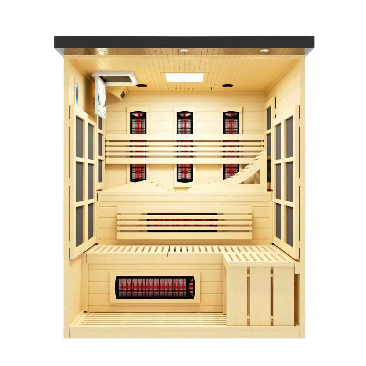 Golden Designs 6 Person Black Edition Full Spectrum Infrared Sauna - interior view