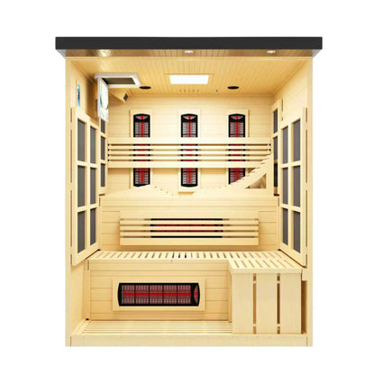 Golden Designs 6 Person Black Edition Full Spectrum Infrared Sauna - interior view