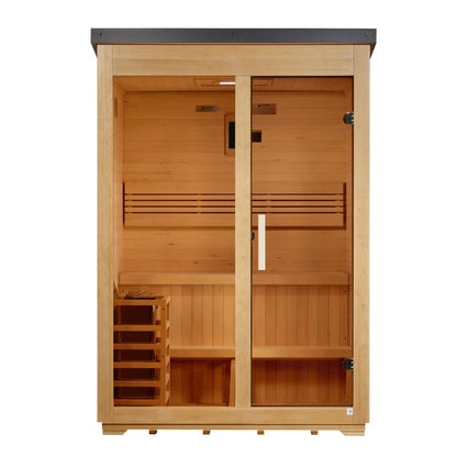 Golden Designs Arlberg 3 Person Traditional Flat Roof Outdoor Sauna - front view