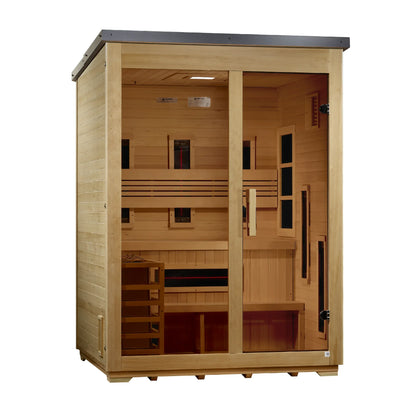 Golden Designs Carinthia 3 Person Hybrid Flat Roof Outdoor Sauna - left angle view