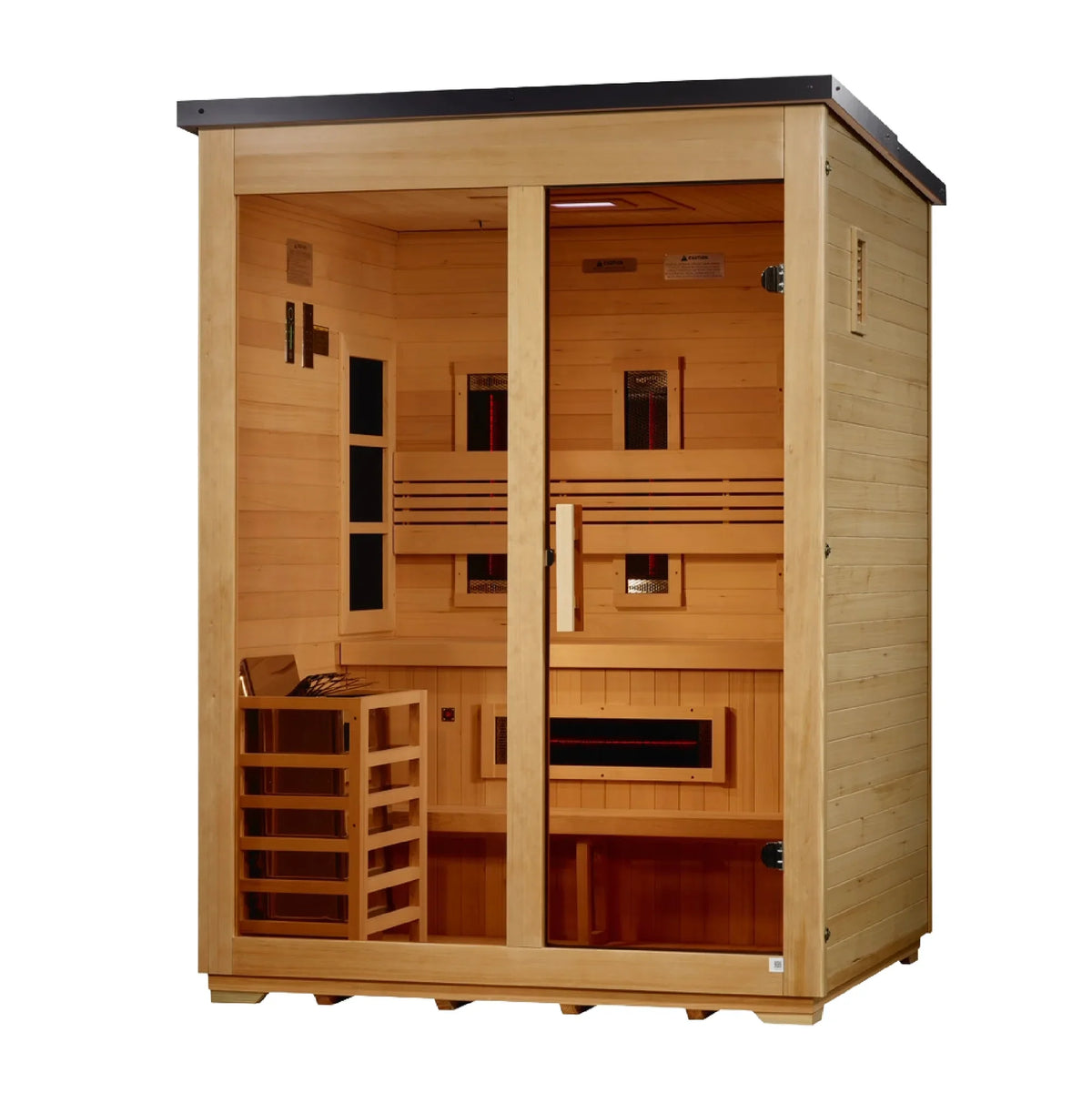 Golden Designs Carinthia 3 Person Hybrid Flat Roof Outdoor Sauna - right angle view