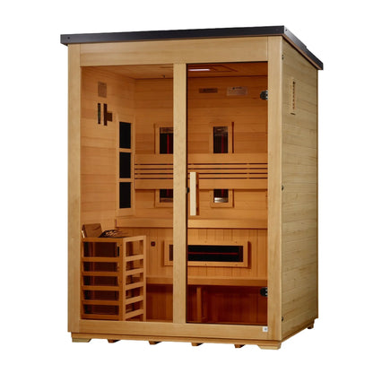 Golden Designs Carinthia 3 Person Hybrid Flat Roof Outdoor Sauna - right angle view