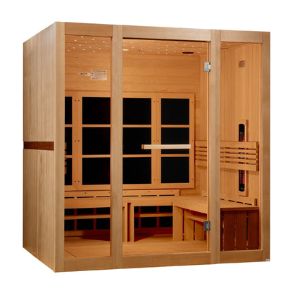 Golden Designs Catalonia 8 Person Full Spectrum Infrared Sauna - left angle view
