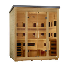 Golden Designs Gargellen 5 Person Hybrid Flat Roof Outdoor Sauna - left angle view