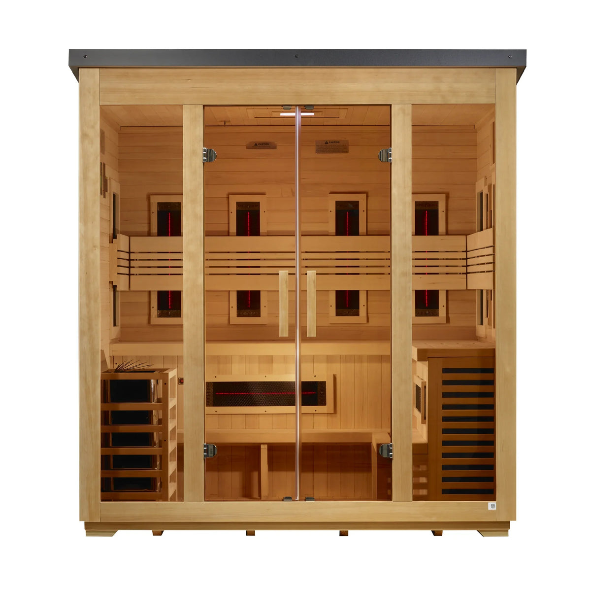 Golden Designs Gargellen 5 Person Hybrid Flat Roof Outdoor Sauna - front view
