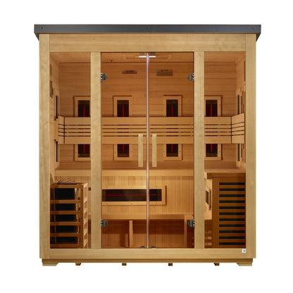 Golden Designs Gargellen 5 Person Hybrid Flat Roof Outdoor Sauna - front view