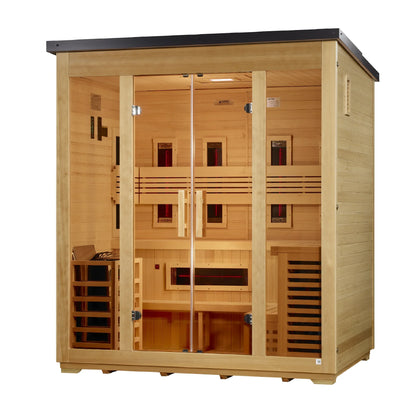 Golden Designs Gargellen 5 Person Hybrid Flat Roof Outdoor Sauna - right angle view